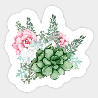 Pink and Green Succulent Bouquet with Cotton Plant Sticker